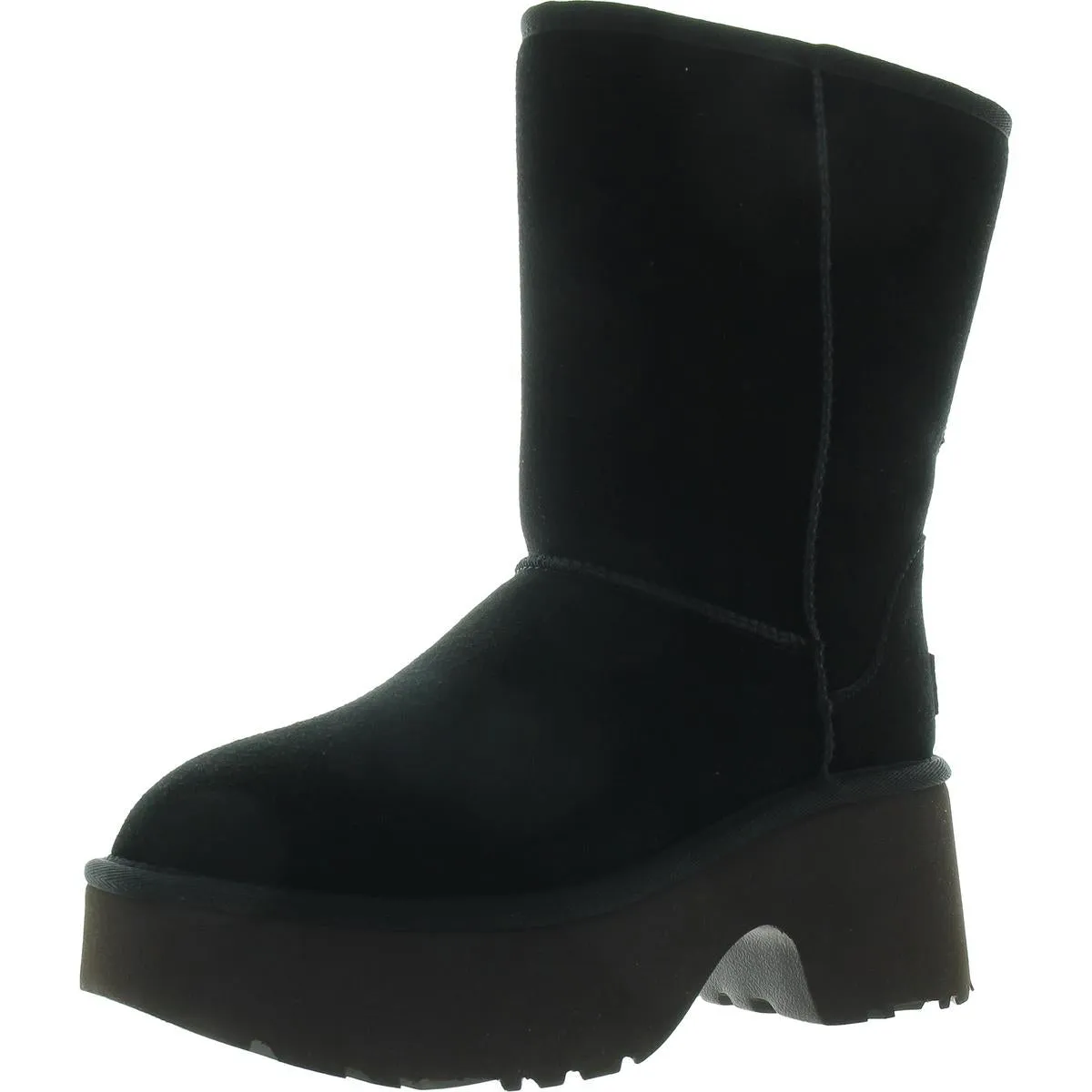 Womens Covered Platform Suede Mid-Calf Boots