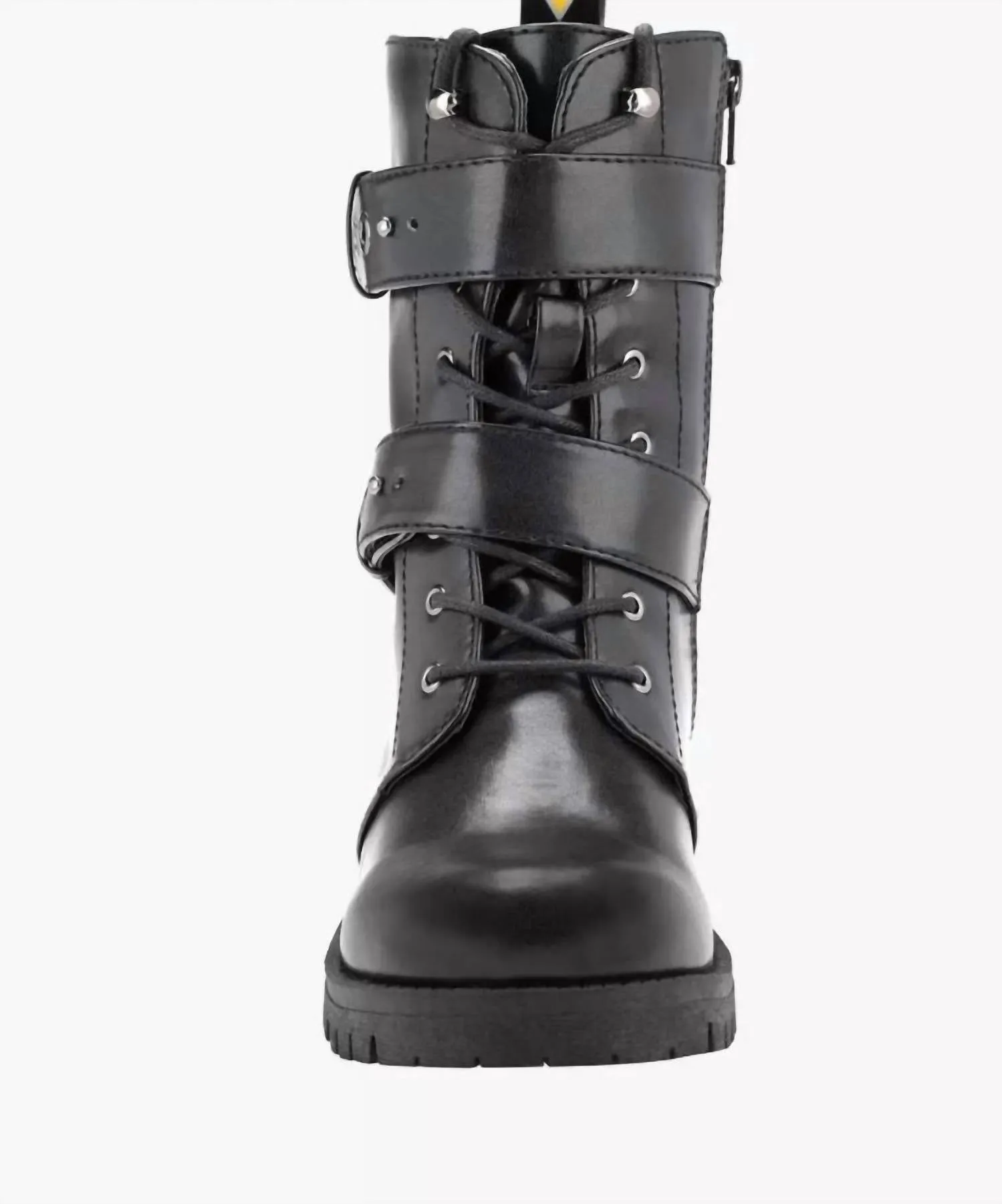 Women's Double Strap Combat Boot In Black
