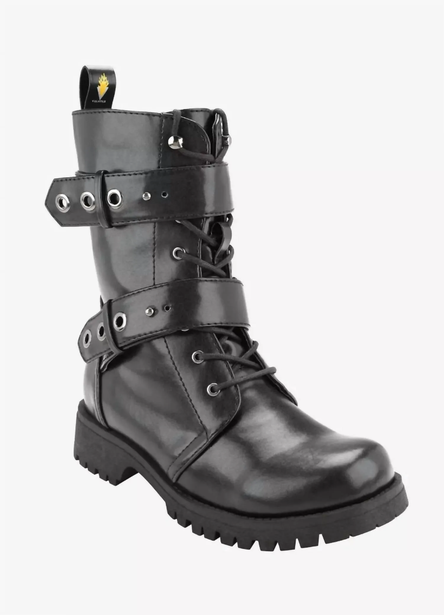 Women's Double Strap Combat Boot In Black