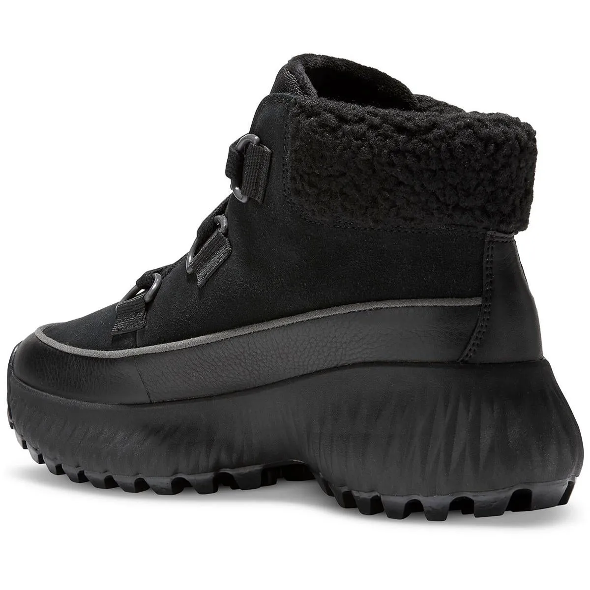 Womens FAUX FUR LACE-UP Hiking Boots