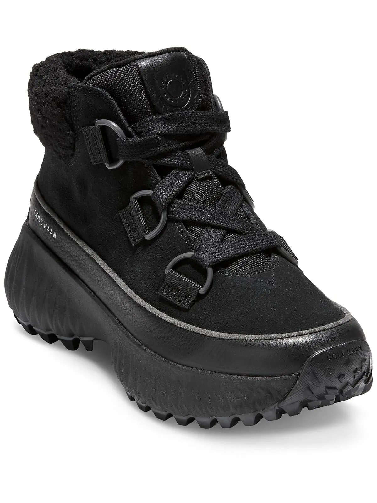 Womens FAUX FUR LACE-UP Hiking Boots