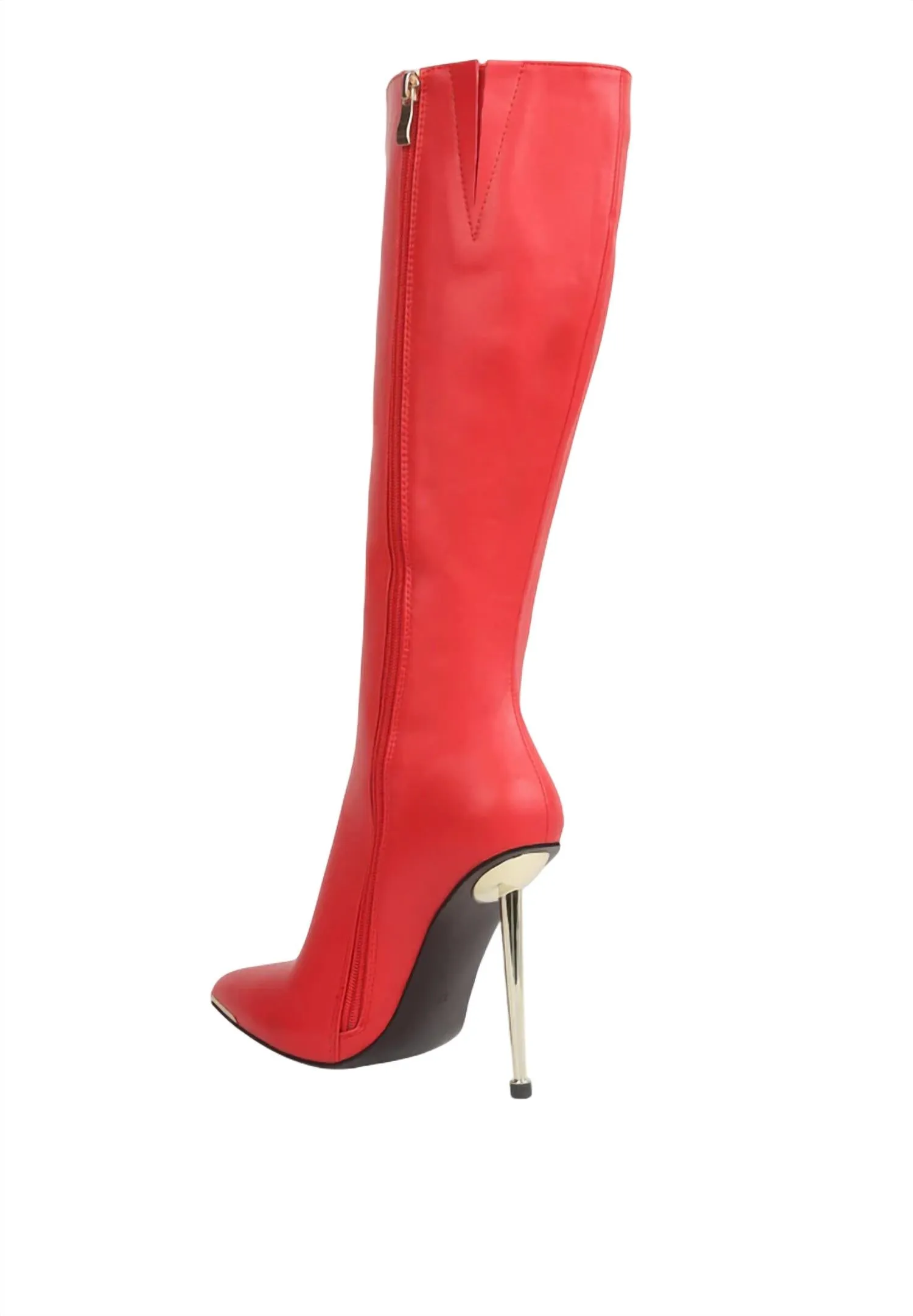 Women's Hale Pointed Heel Calf Boots In Red