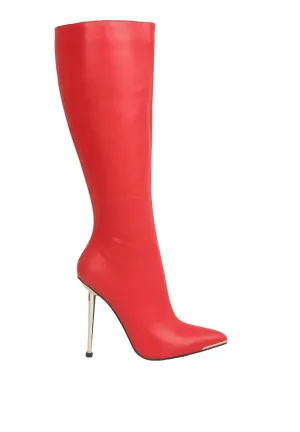 Women's Hale Pointed Heel Calf Boots In Red