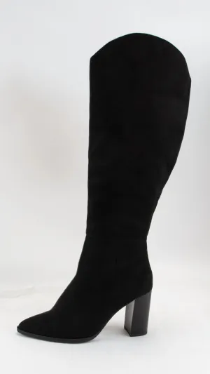 Women's Knee High Suede Boot In Black
