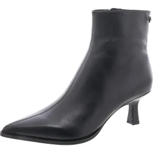 Womens Leather Pointed Toe Ankle Boots
