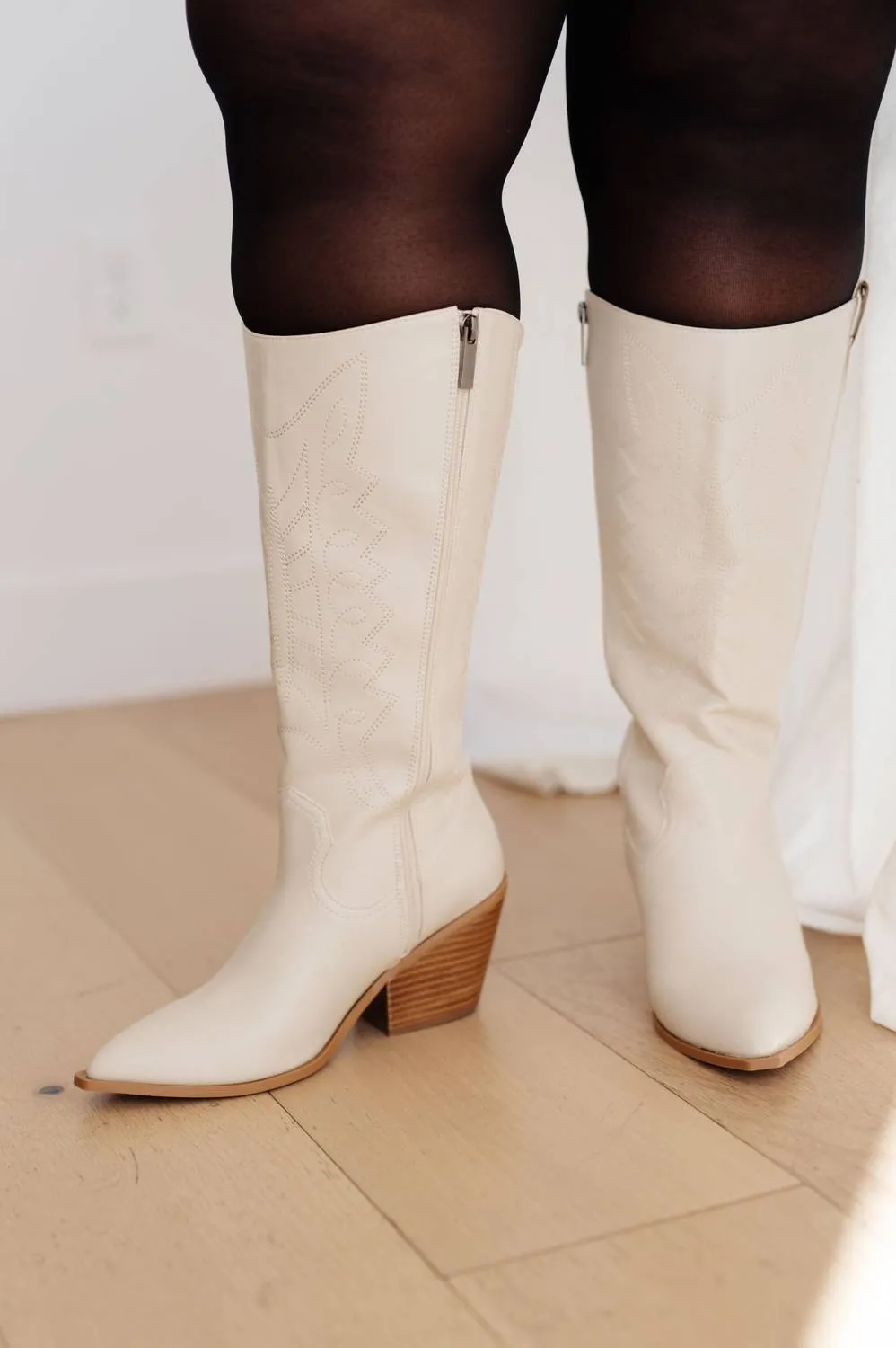 Women's Line Dancing Cowboy Boots In White