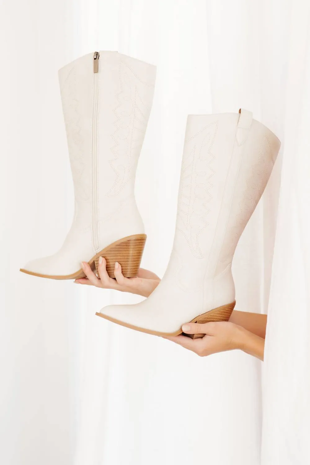 Women's Line Dancing Cowboy Boots In White