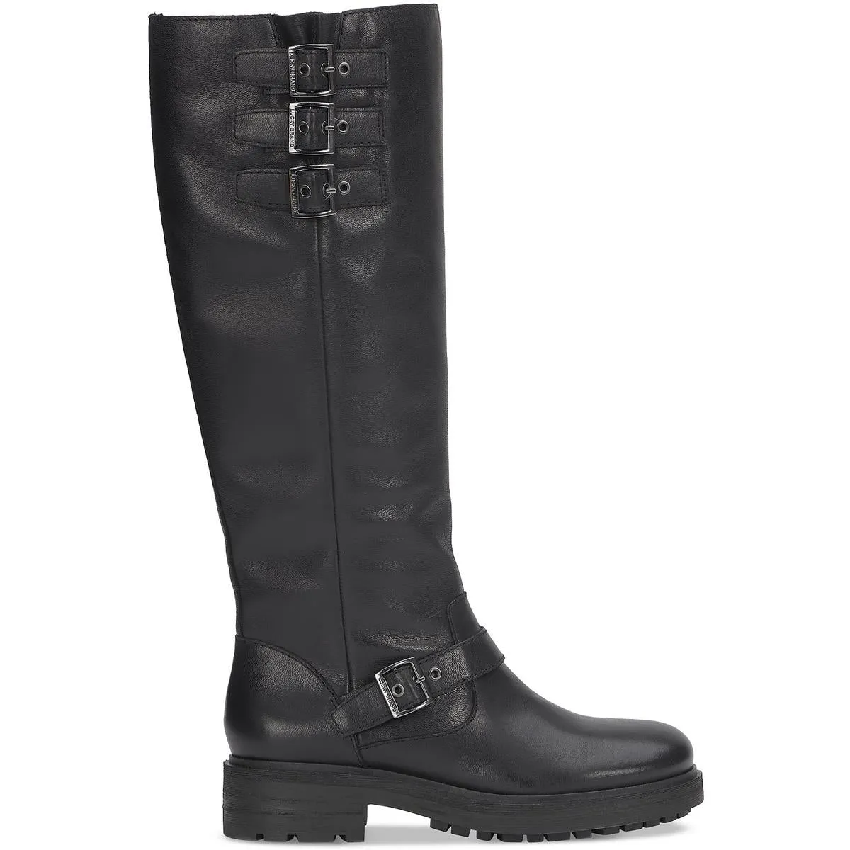 Womens Lugged Sole Leather Knee-High Boots