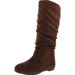 Womens Solid Faux Suede Knee-High Boots