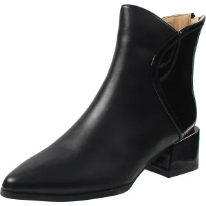 Womens Zipper Faux Leather Booties
