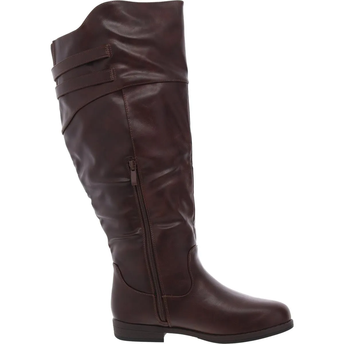 Womens Zipper Faux Leather Knee-High Boots